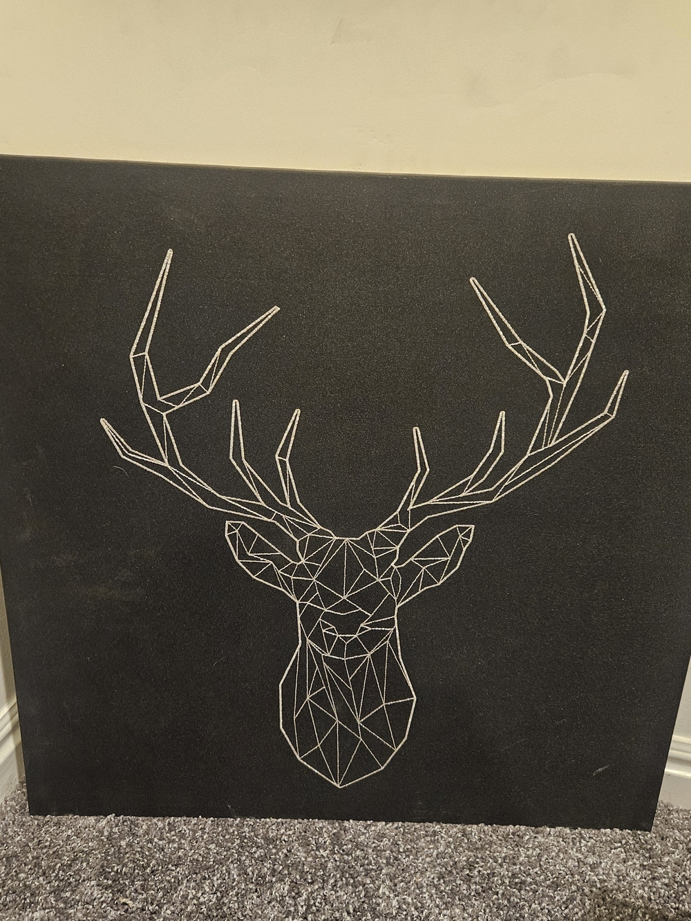 Geometric Deer Wall Art Canvas in Black and White